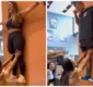 
                  Gracyanne Barbosa sustenta pessoas com força dos músculos; vídeo