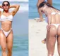 
                  Mulher Melão ostenta corpão ao fazer topless em praia; veja fotos
