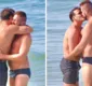 
                  Suposto ex de Glória Maria troca beijos com apresentador em praia