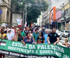 Ativistas protestam em solidariedade à Palestina na Avenida Sete