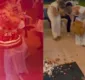 
                  Carolina Dieckmann se diverte ao derrubar o próprio bolo em festa de aniversário