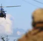 
                  Helicóptero do GRAER da PM presta apoio para as equipes terrestres