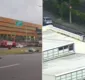 
                  Homem sobe no teto do BRT no Iguatemi e arremessa placas de metal