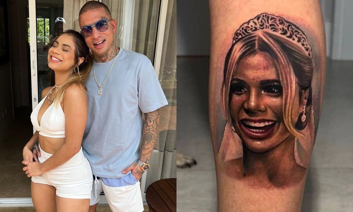 Após término do casamento, MC Guimê cobre tatuagem com o rosto de Lexa