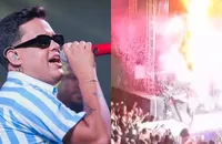 Balões pegam fogo durante show de Thiago Aquino no São João; VÍDEO