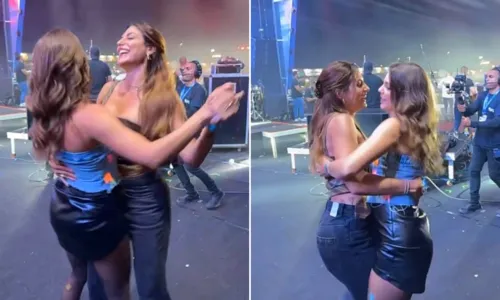 
				
					Mari Gonzalez dança com cunhada em show do namorado, filho de Bell
				
				