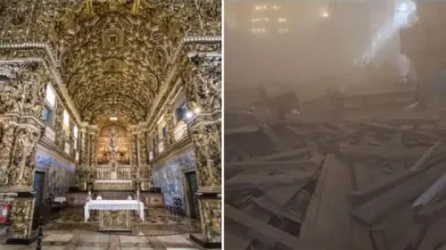 
				
					Teto da 'igreja de ouro' de Salvador desaba e deixa morto e 5 feridos
				
				