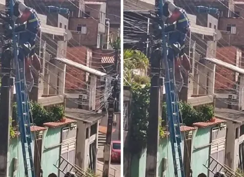 Vídeo: Eletricista é resgatado após sofrer choque elétrico em Salvador