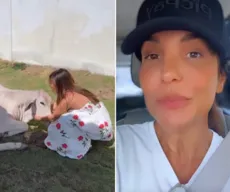 Ivete Sangalo reage após 'virar' vaca na fazenda de Nicole Bahls