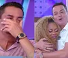 Leo Dias chora com Cariúcha em festa do SBT e web reage: 'Velório'
