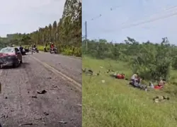Dois jovens morrem e oito ficam feridos em batida entre carro e motos