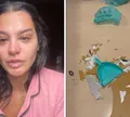 Ex de Cartolouco mostra espelho quebrado em agressão: 'Toda machucada'