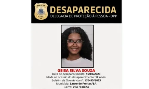 
				
					Após deixar casa do avô, jovem de 12 anos desaparece na Bahia
				
				