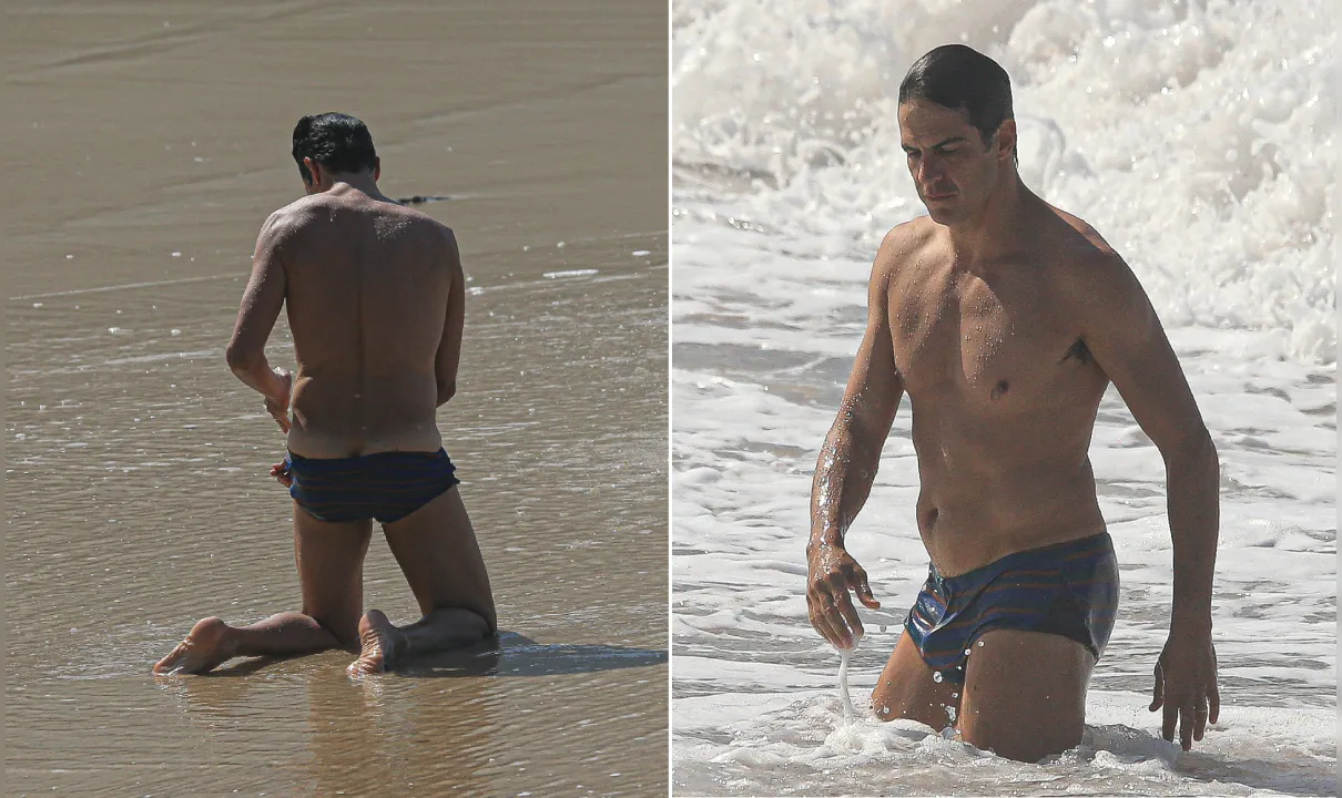 Mateus Solano mostra demais em dia de praia no Rio de Janeiro