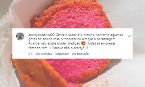 
		Baiana entra na onda 'Barbiecore' e vende acarajé rosa; confira