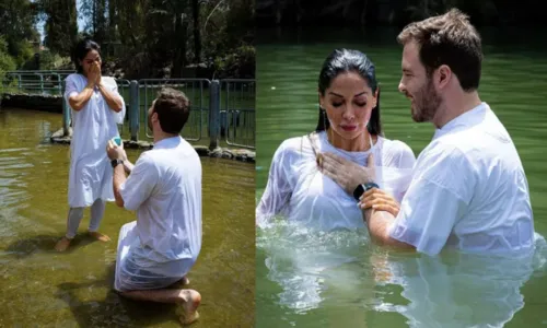 
				
					Maíra Cardi é pedida em casamento durante batismo no Rio Jordão
				
				