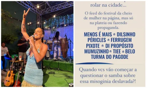 
				
					Ju Moraes critica line-up de festival de samba: 'Misoginia deslavada'
				
				