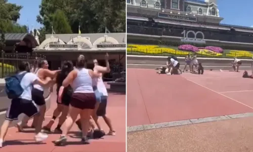 
				
					Vídeo: disputa por local de fotos termina em pancadaria na Disney
				
				