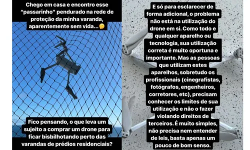 
				
					Alessandro Timbó encontra drone em tela de proteção: 'Bisbilhotando'
				
				