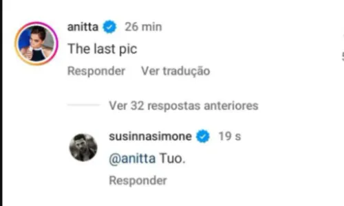 
				
					Astro de 365, Simone Susinna se declara para Anitta: 'Seu'
				
				