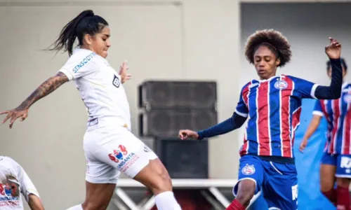 
				
					Bahia é dominado pelo Santos e se complica no Brasileirão Feminino
				
				