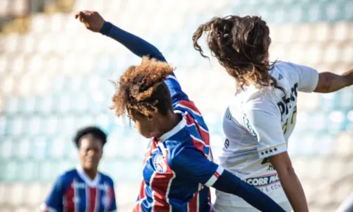 
				
					Bahia é dominado pelo Santos e se complica no Brasileirão Feminino
				
				