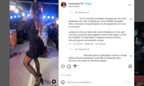 
				
					Foliões ficam feridos em acidente com trio de Ivete Sangalo no Fortal
				
				