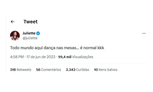 
				
					Juliette faz dança sensual na Grécia e dispara: 'É normal'
				
				