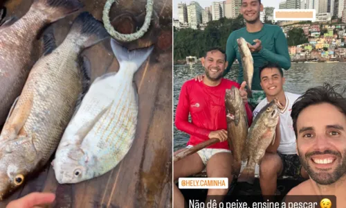 
				
					Marcelo Sangalo faz aula de pesca submarina com o pai em Salvador
				
				