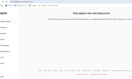 
				
					Perfil de Marcelo Sangalo Cady no Instagram fica fora do ar
				
				