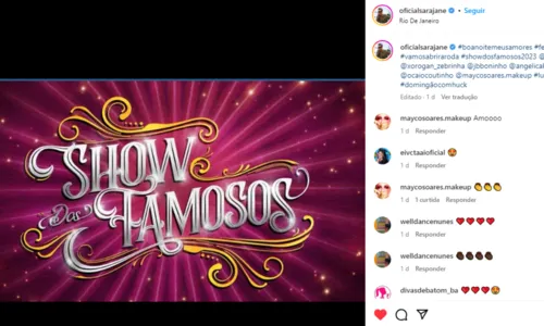 
				
					Sarajane confirma participação no 'Show dos Famosos' 2024
				
				