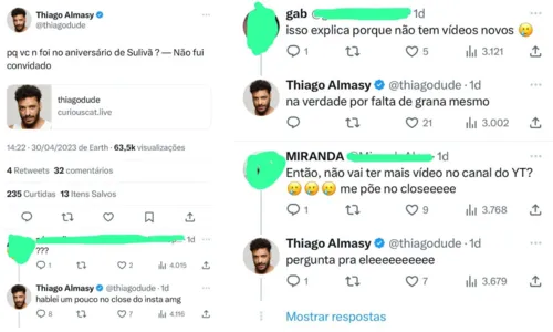 
				
					Thiago Almasy diz não ter sido convidado para aniversário de Sulivã Bispo
				
				