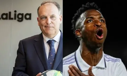 
				
					Presidente da La Liga compara racismo a Vini Jr a insultos a CR7 e Messi
				
				