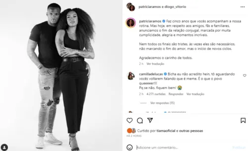 
				
					Patrícia Ramos e Diogo Vitório anunciam fim do casamento
				
				