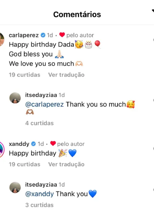 
				
					Suposta namorada de Camilly Victoria ganha parabéns de Xanddy e Carla Perez
				
				