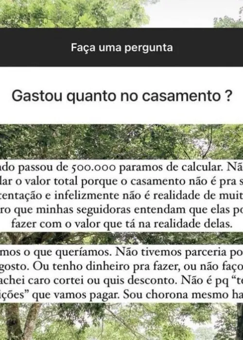 
				
					Camilla De Lucas abre o jogo sobre valor do casamento: 'Não teve parceria'
				
				