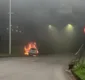 
                  Carro pega fogo na entrada de túnel na Avenida Gal Costa; veja vídeo