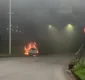 
                  Carro pega fogo na entrada de túnel na Avenida Gal Costa; veja vídeo