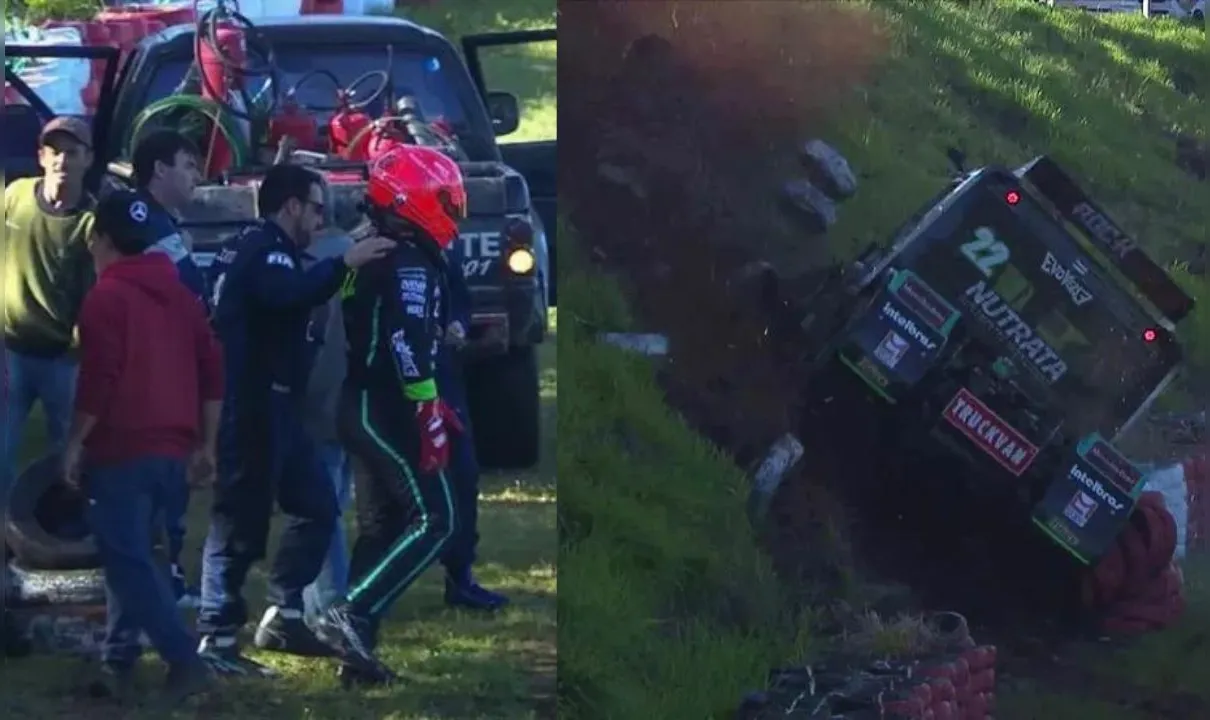 Caio Castro sofre acidente durante treino da Copa Truck; VÍDEO