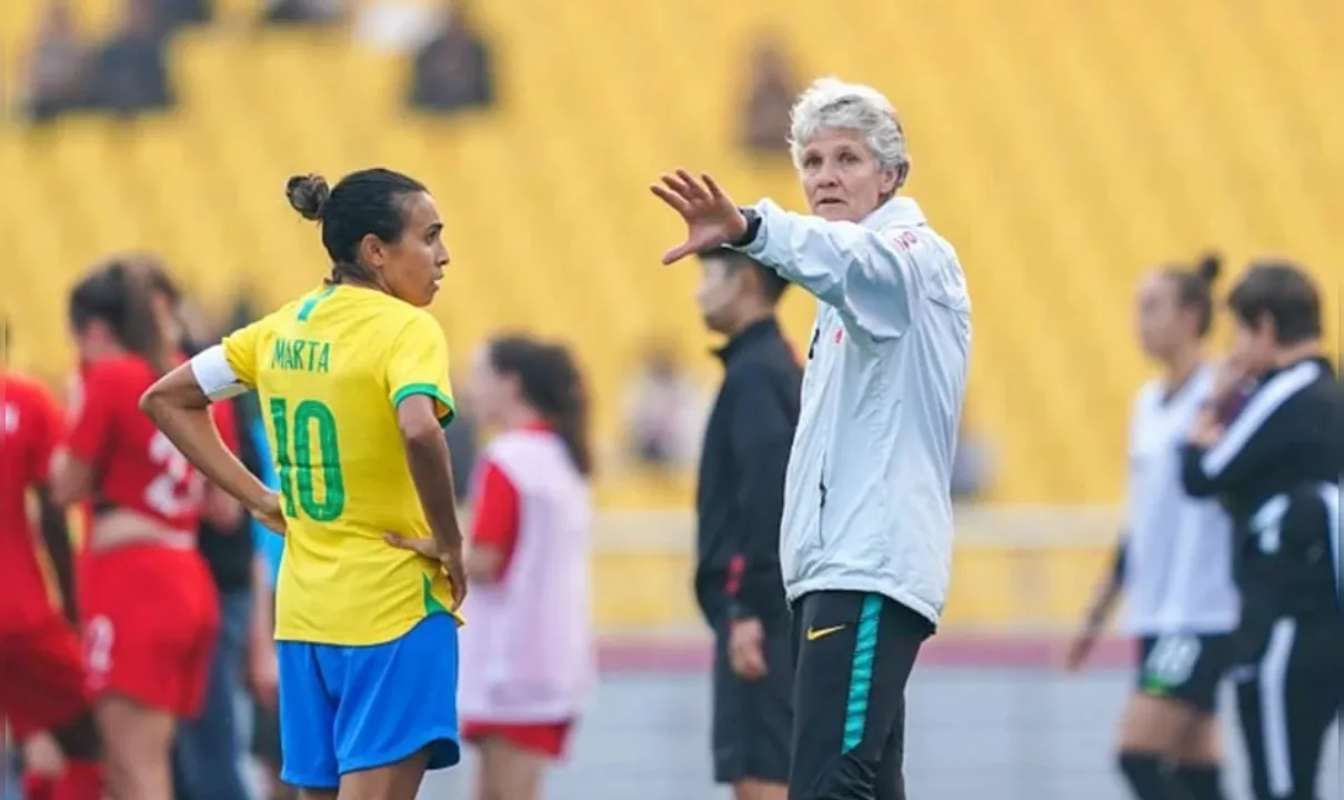Marta e a ex-técnica da Seleção feminina, Pia Sundhage