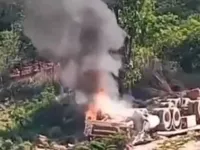 Motorista morre carbonizado após carreta capotar e explodir na Bahia