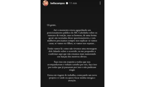 
				
					Bella Campos confirma término com MC Cabelinho e abre o jogo sobre traição
				
				