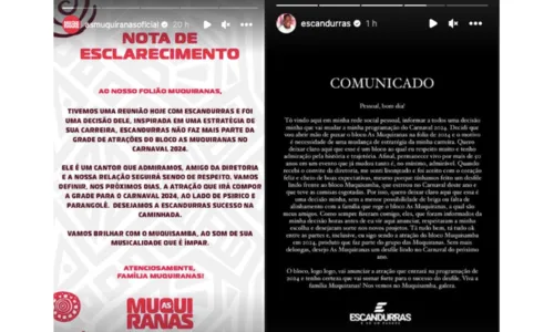 
				
					Escandurras não vai mais puxar Bloco Muquiranas no Carnaval 2024
				
				