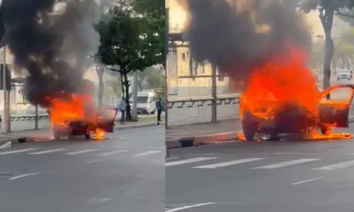 
				
					Vídeo: Carro pega fogo no bairro do Comércio em Salvador
				
				