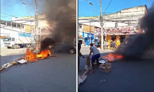 
				
					Ambulantes protestam contra proibição de comércio ambulante em Lauro de Freitas
				
				