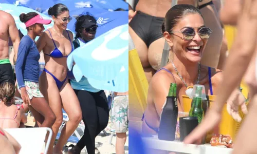 
				
					Com biquíni fio-dental, Juliana Paes interage com fãs em praia do Rio
				
				