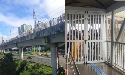 
				
					Com trens parados, pessoas caminham nos trilhos do metrô após apagão
				
				