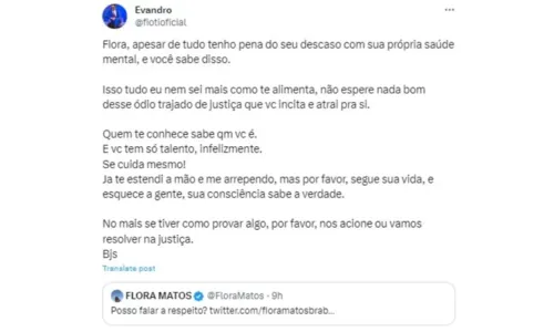 
				
					Evandro Fióti e Flora Matos trocam farpas na web: 'Tenho pena'
				
				