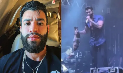 
				
					Gusttavo Lima ganha peixe de fã em show: ‘Vai ser almoço’
				
				