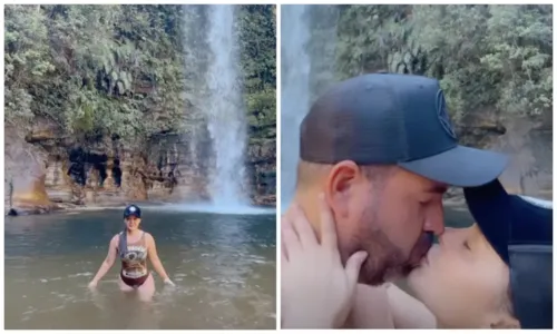 
				
					Maraisa esbanja romance com namorado durante banho de cachoeira
				
				